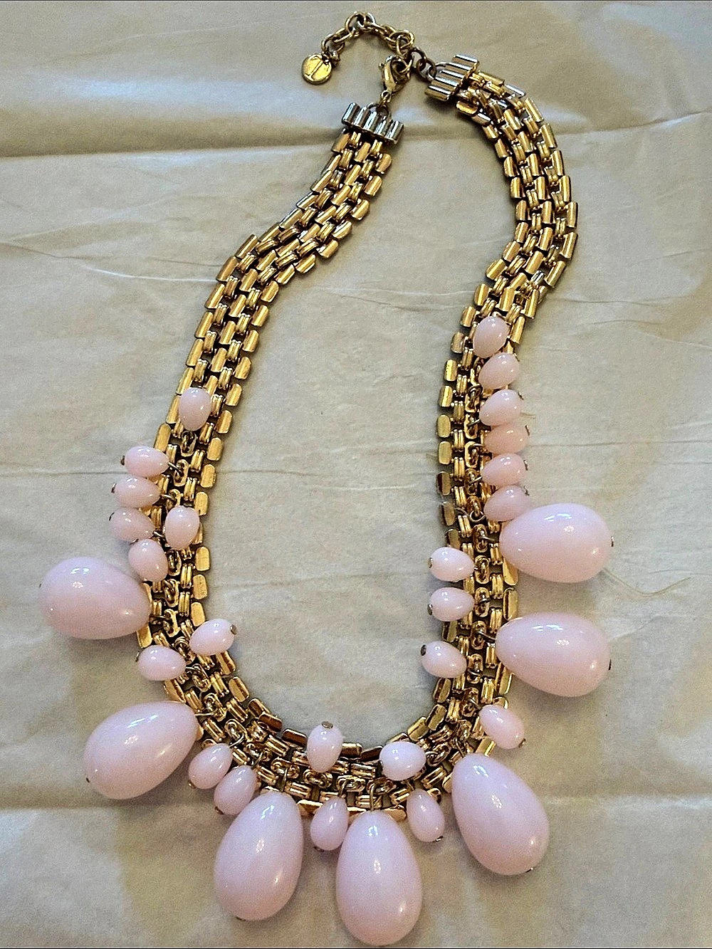 Talbots Pink & Gold Statement Necklace